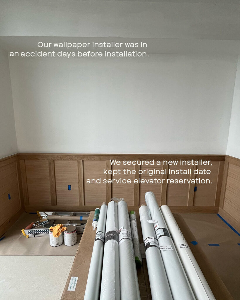 Wallpaper replacement after manufacturer error in St. Petersburg condominium